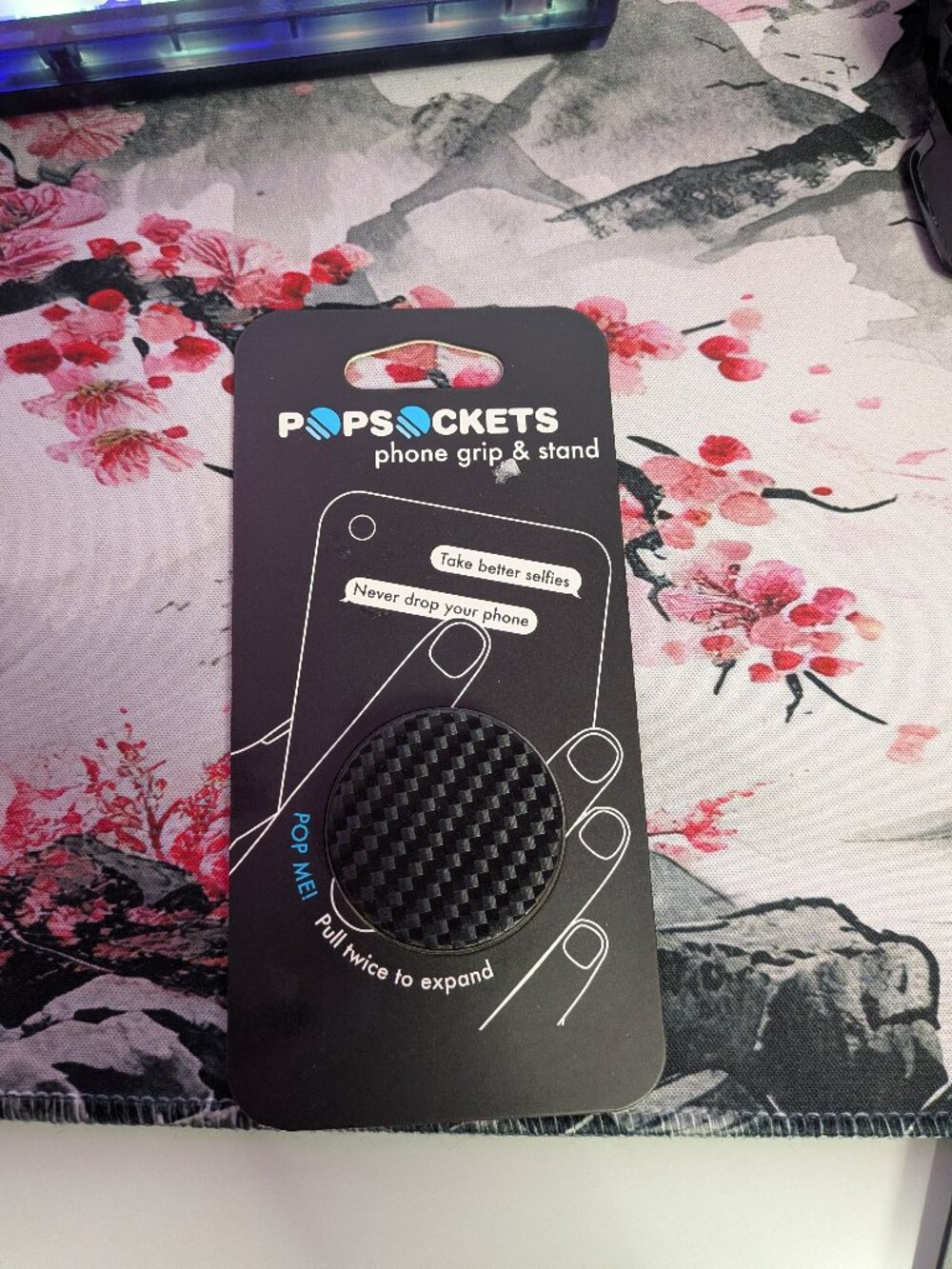 PopSockets Phone Grip Stand Textured Faux Carbon Fiber POPGRIP